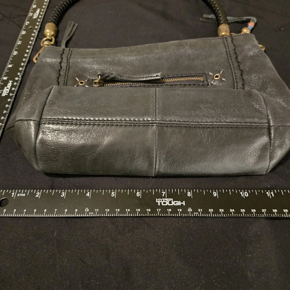 The Sak Indio Leather Hobo Shoulder Bag Womens‎ Medium Black Braided Boho Zip